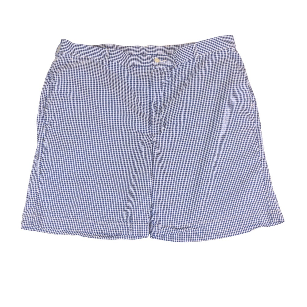 Jos. A. Bank Mens Size 42 Blue White Gingham Stays Cool Cotton Shorts